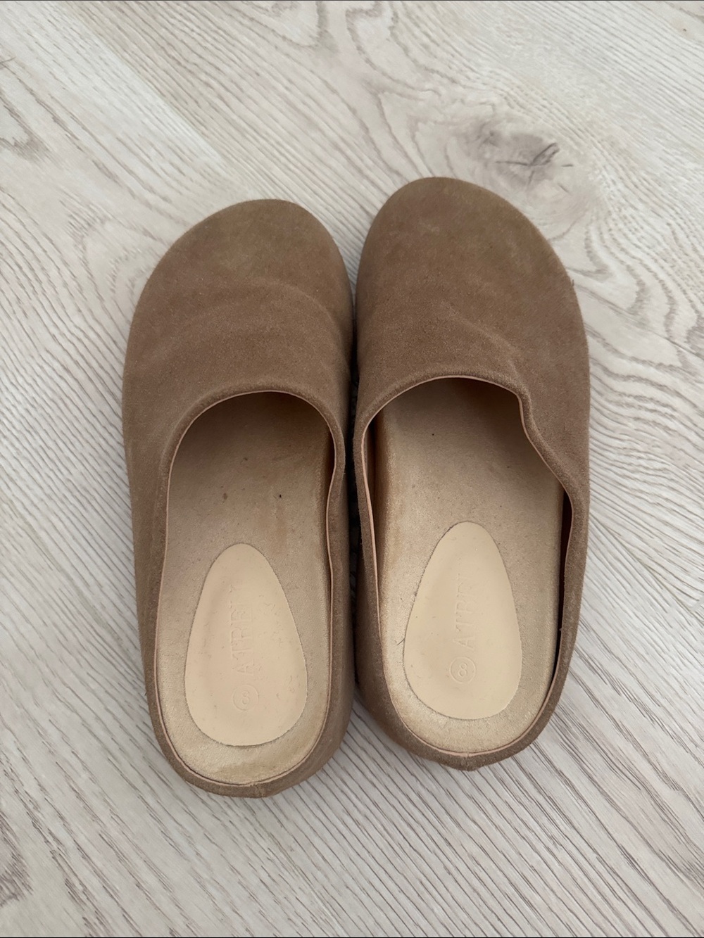 Women Suede Clogs Round Toe Leather Mules Cork Footbed Clog Taupe casual7/8/8.5 - Picture 7 of 10